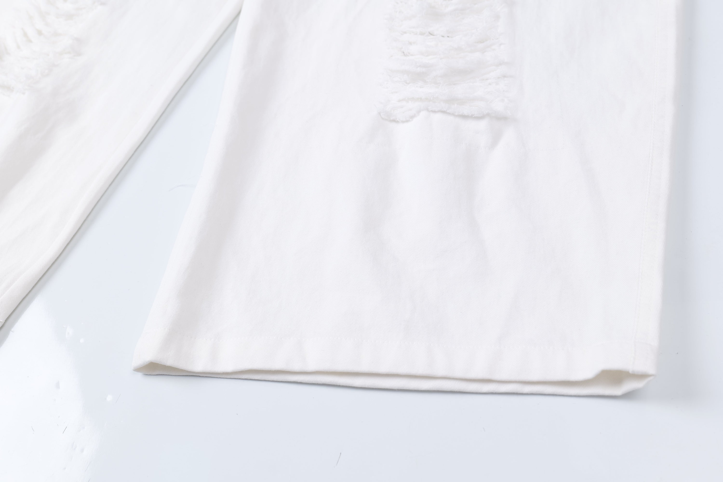 Omirad Distressed Wide-Leg Pants | White Cotton Barrel Fit