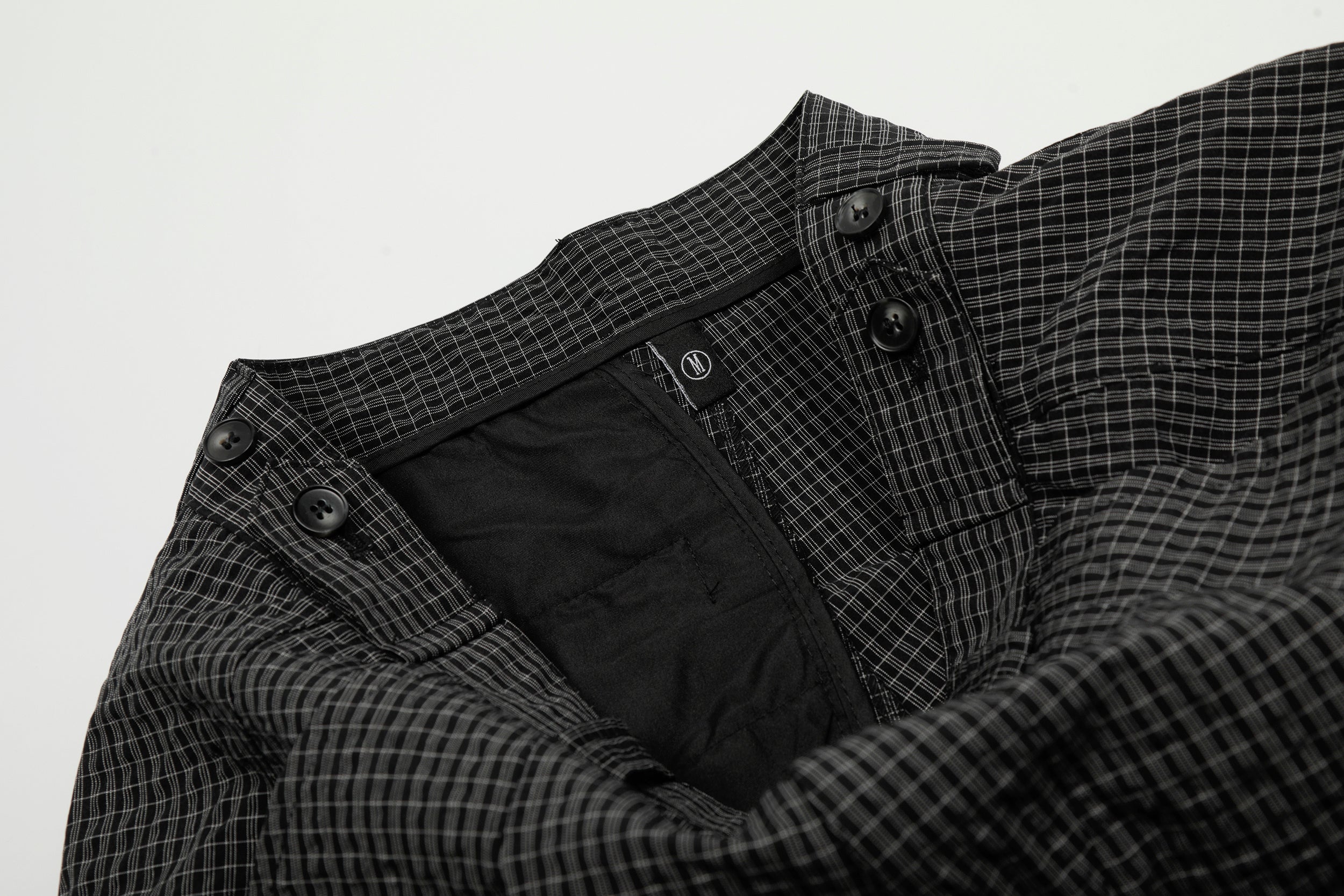 Omirad Micro-Check Curved-Leg Wide Trousers