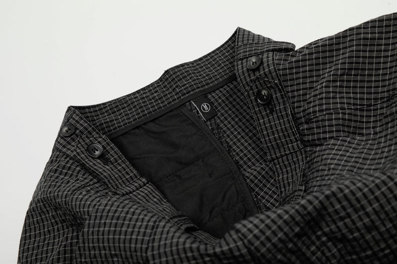Omirad Micro-Check Curved-Leg Wide Trousers