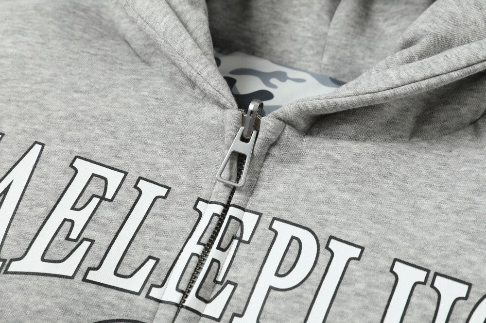 Reversible Camo Varsity Hoodie Jacket | TAELEPLUS Logo