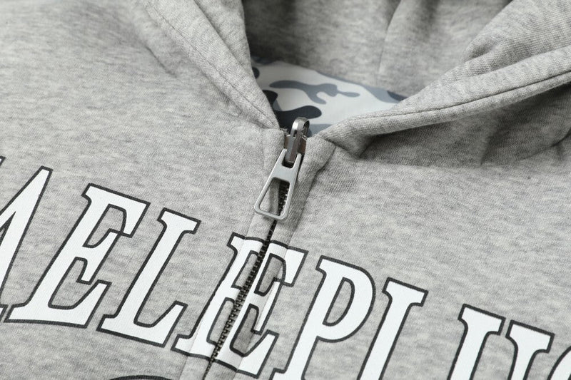 Reversible Camo Varsity Hoodie Jacket | TAELEPLUS Logo