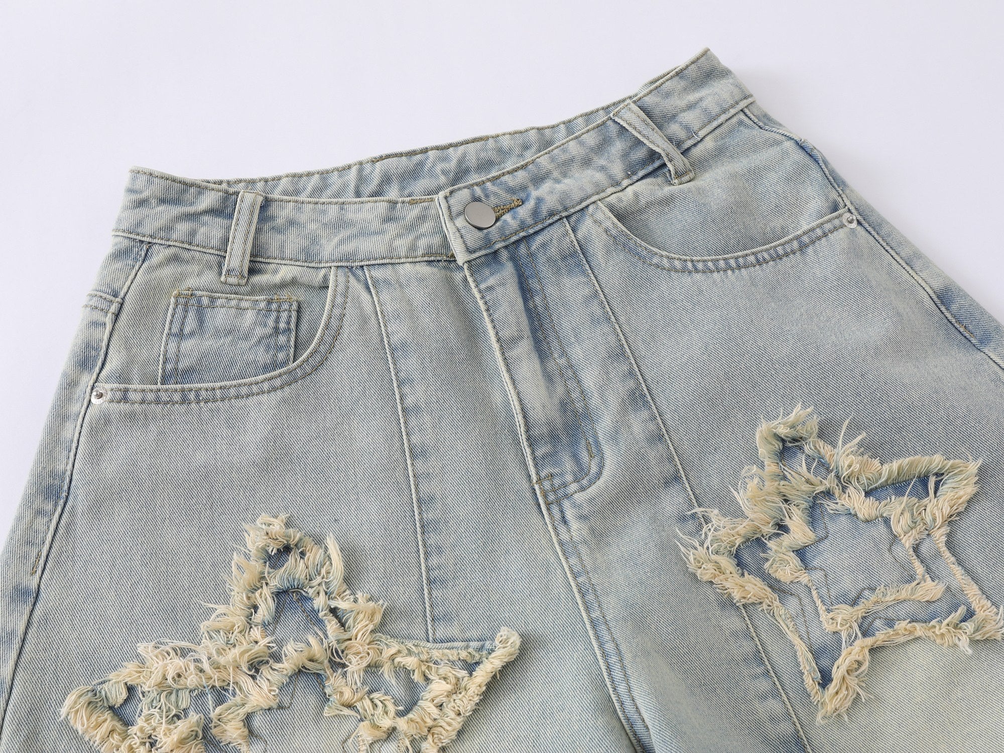 Star Distressed Wide-Leg Baggy Jeans | Streetwear Denim