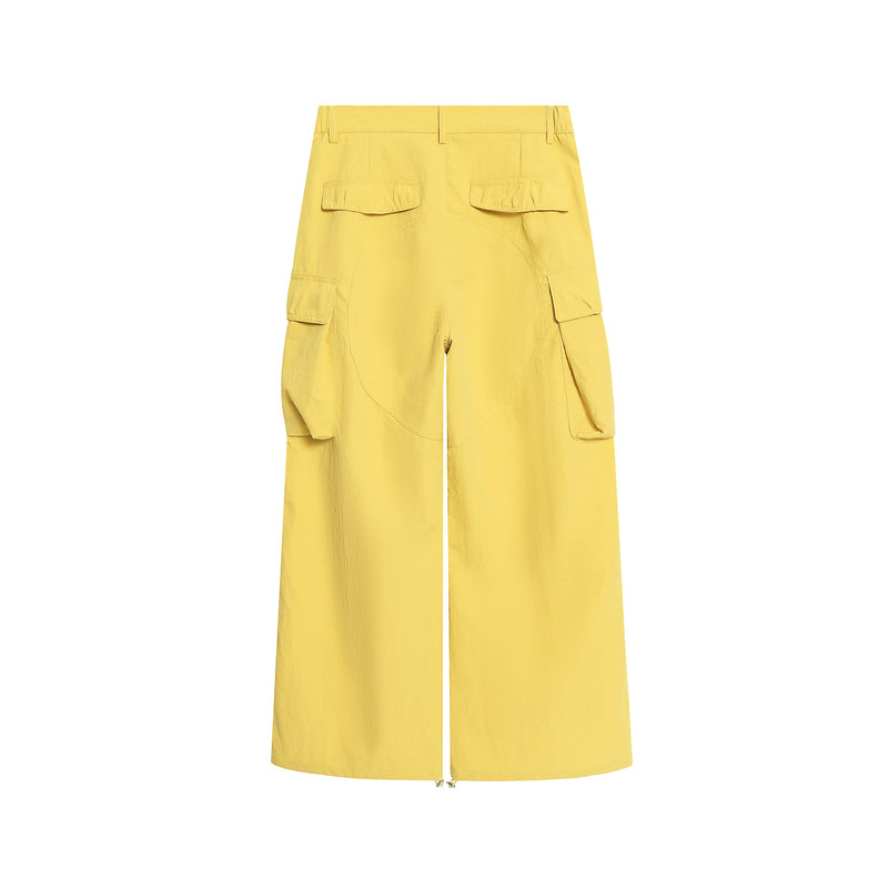 Wide-Leg Nylon Cargo Pants | Y2K Street Style