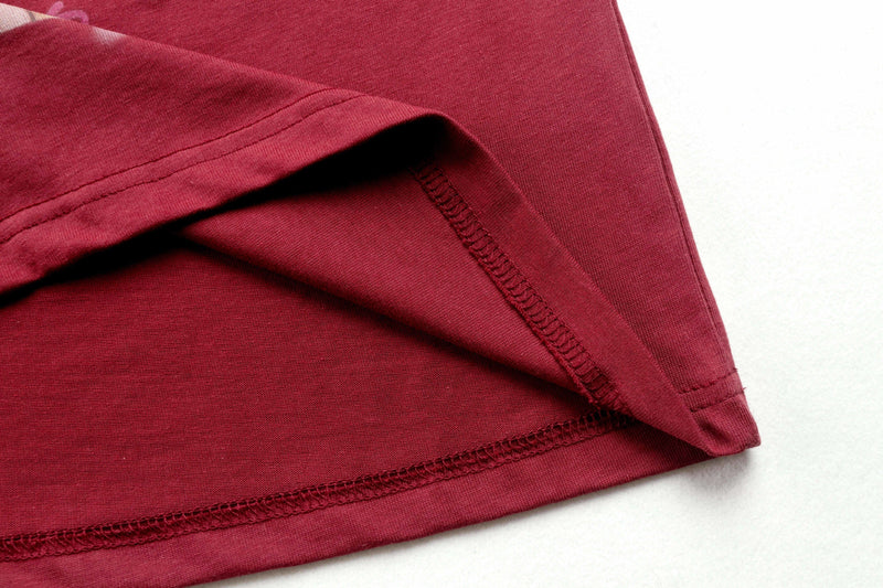 Red shirt hem seam and stitching close-up