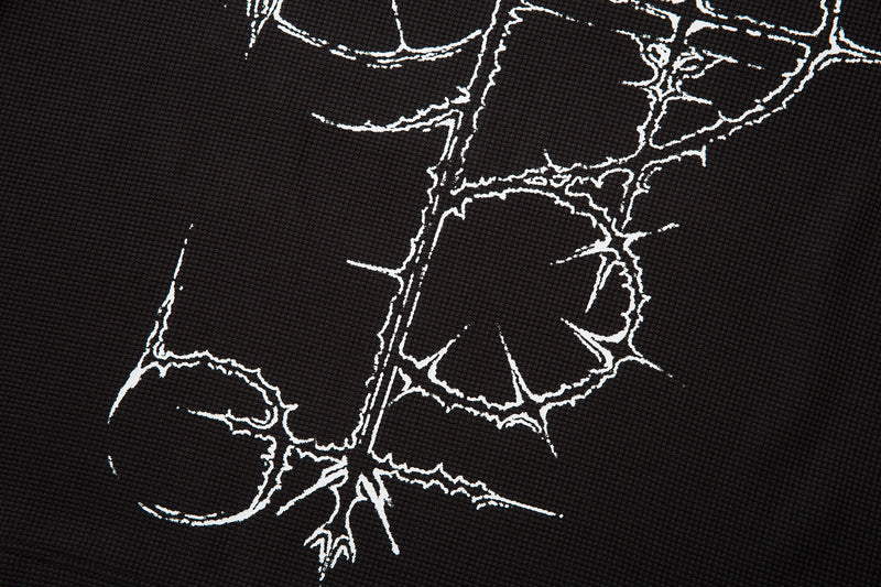 Gothic Vampire Graphic Layered Polo Long Sleeve Shirt
