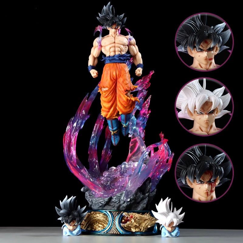 SUPER SAIYAN GOKU Figura coleccionable de 3 cabezas-50 cm Dragon Ball Z, alto detalle, 4 kg