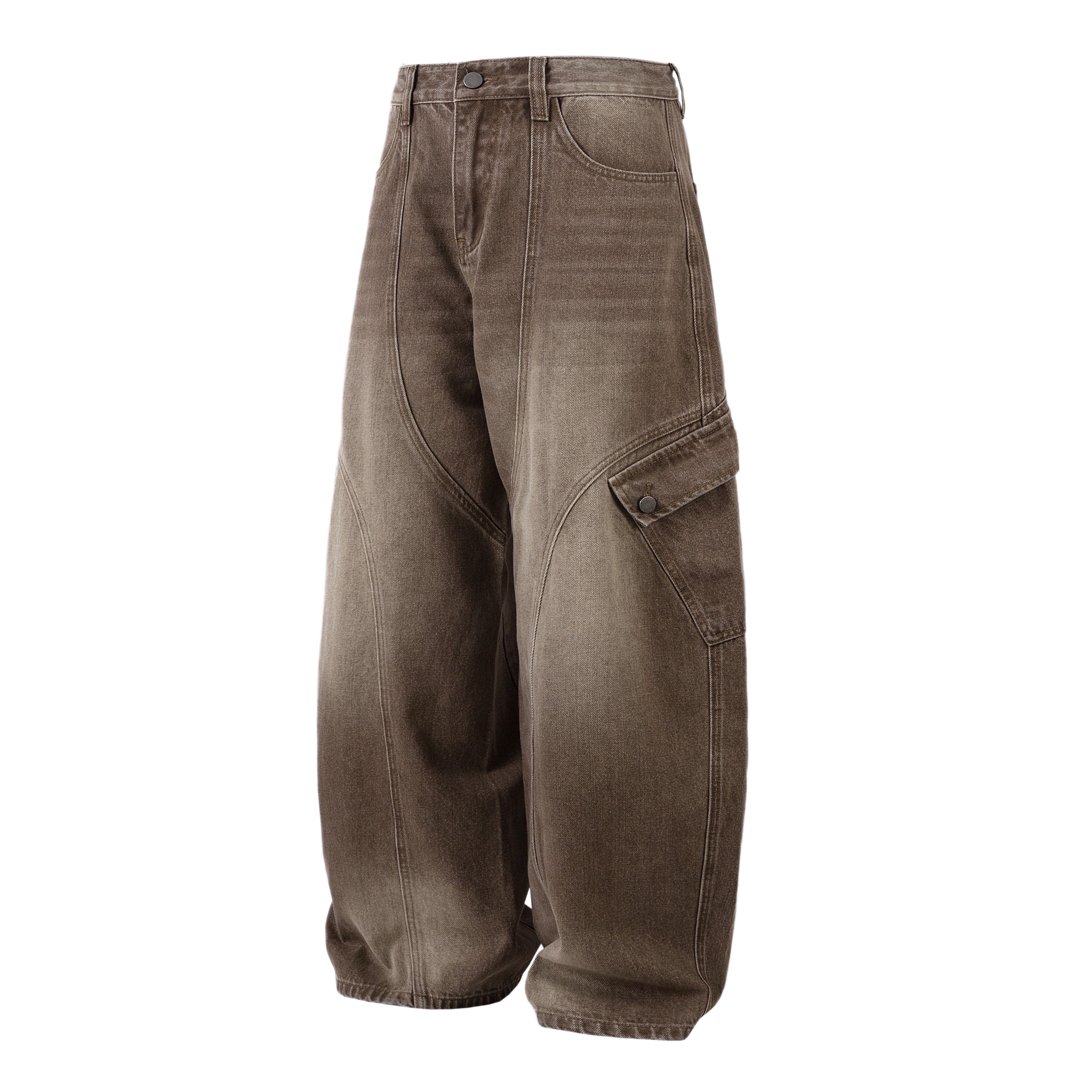 Omirad Vintage Washed Curved Barrel Cargo Pants | 100% Cotton