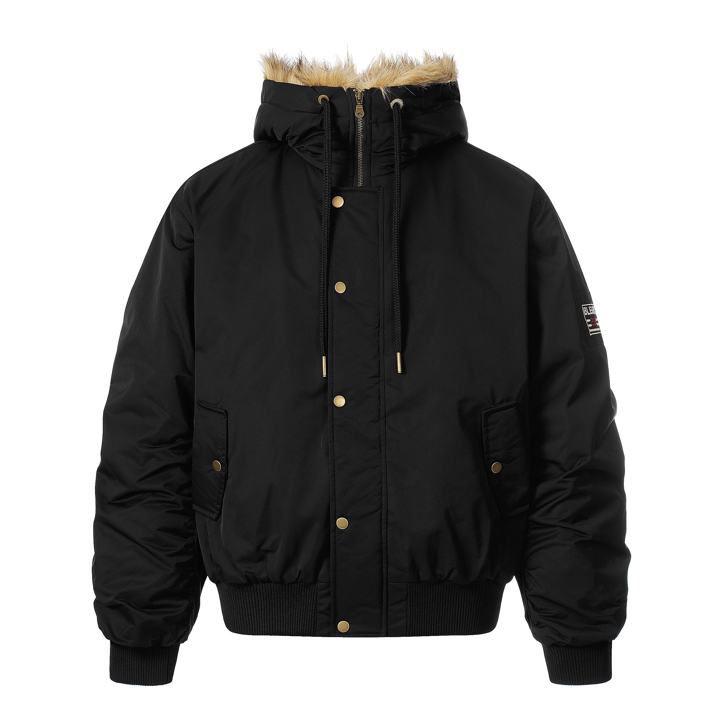 Faux-Fur Hooded Bomber Jacket | Military Streetwear