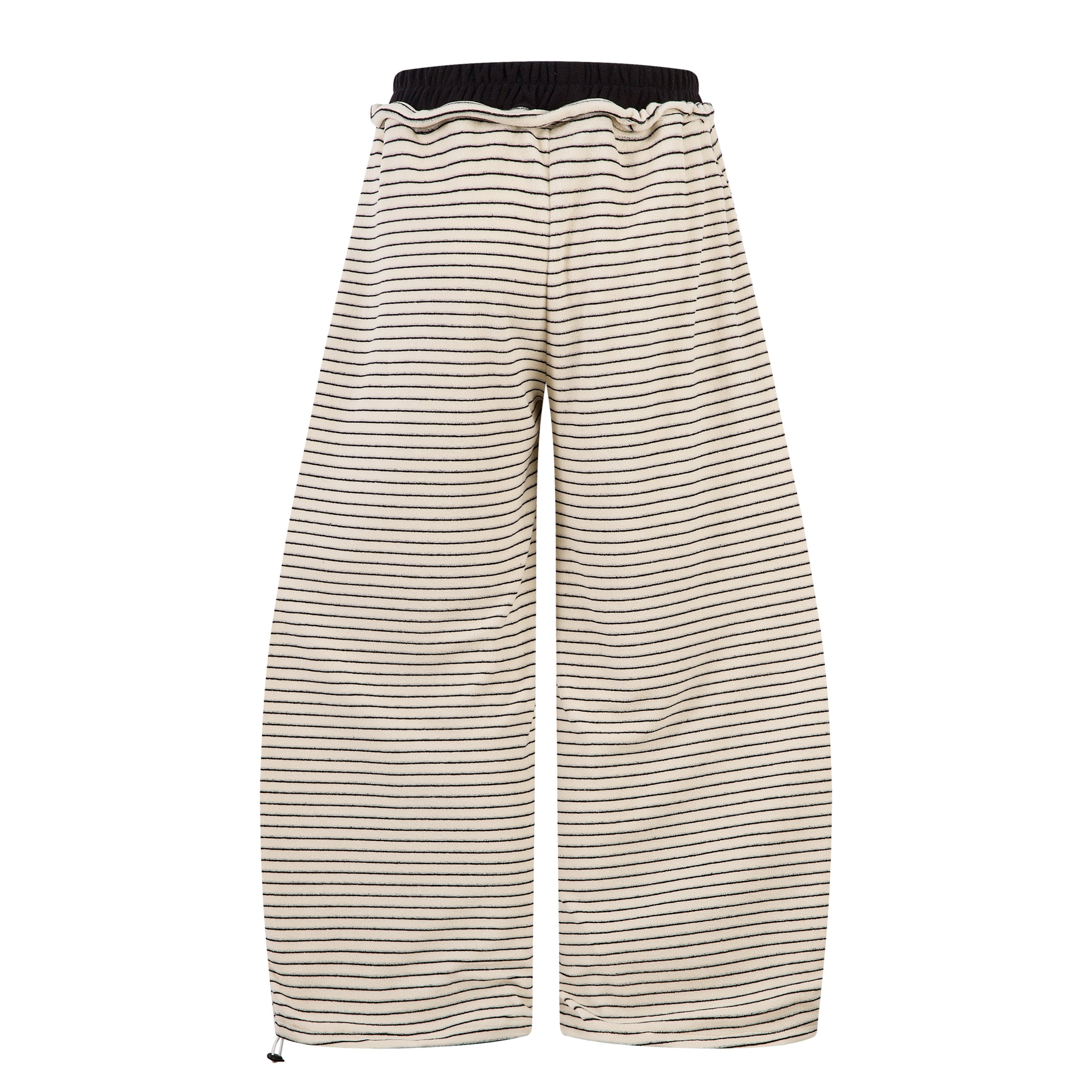 Striped Knit Barrel-Leg Lounge Pants with Drawstring Hem