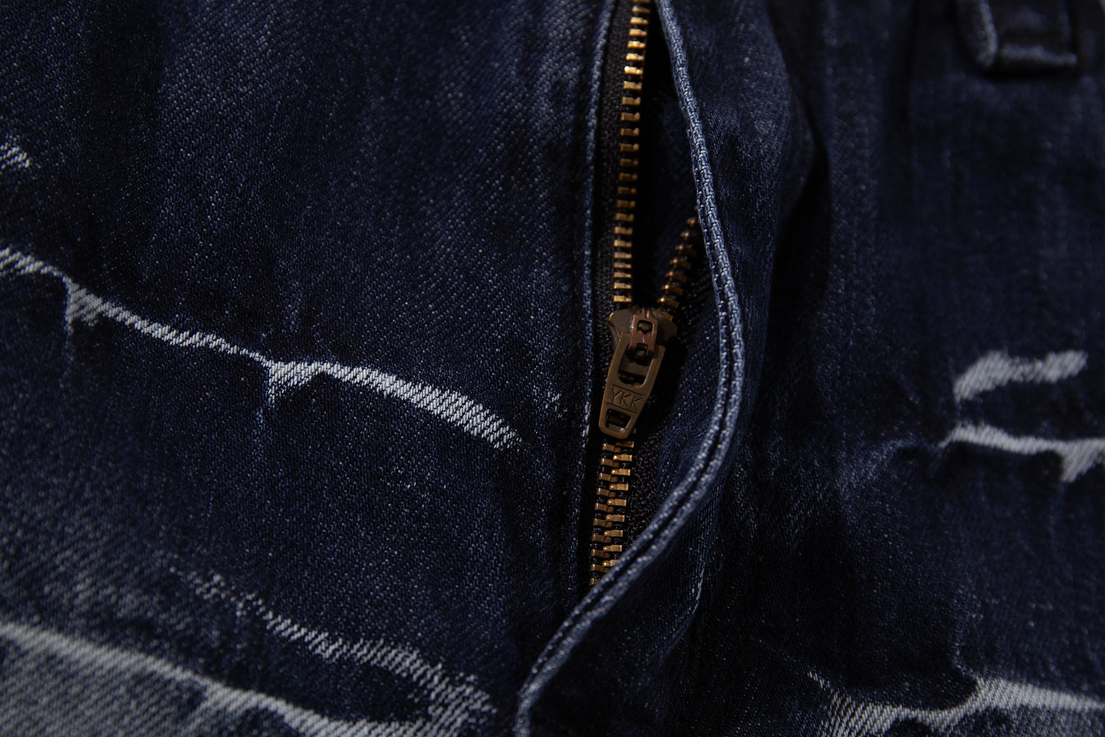 Omirad Cracked-Wash Wide-Leg Jeans | Deep Indigo Denim