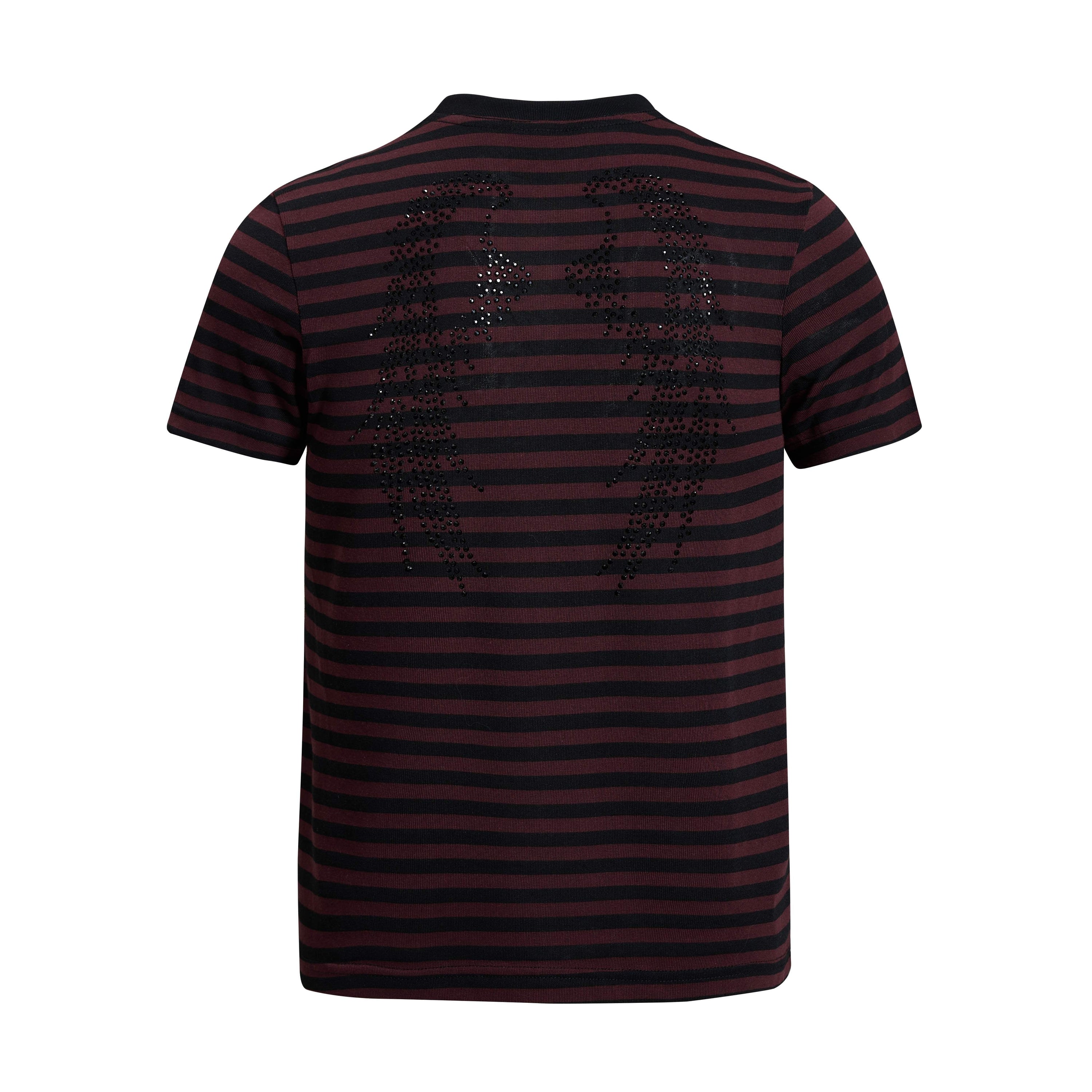 Omirad Rhinestone Stripe Tee | Gothic Script Streetwear