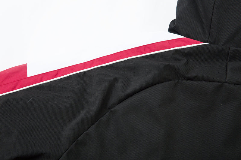Racing Patch Faux Fur Hood Jacket | Color-Block Nylon