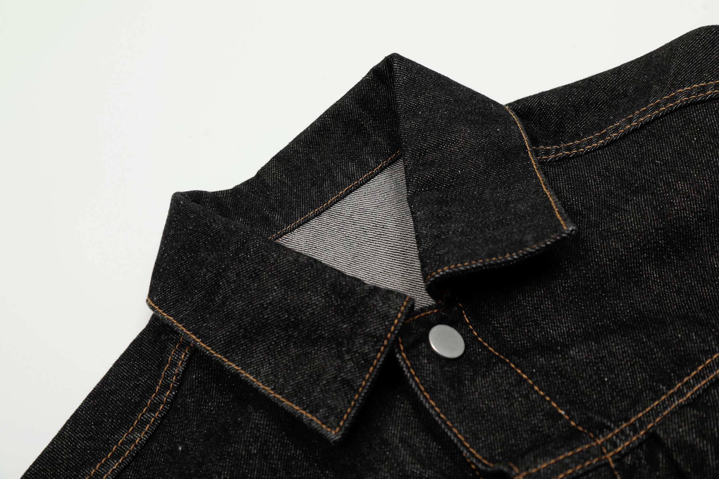 Omirad Raw Black Cropped Denim Jacket | Contrast Stitch