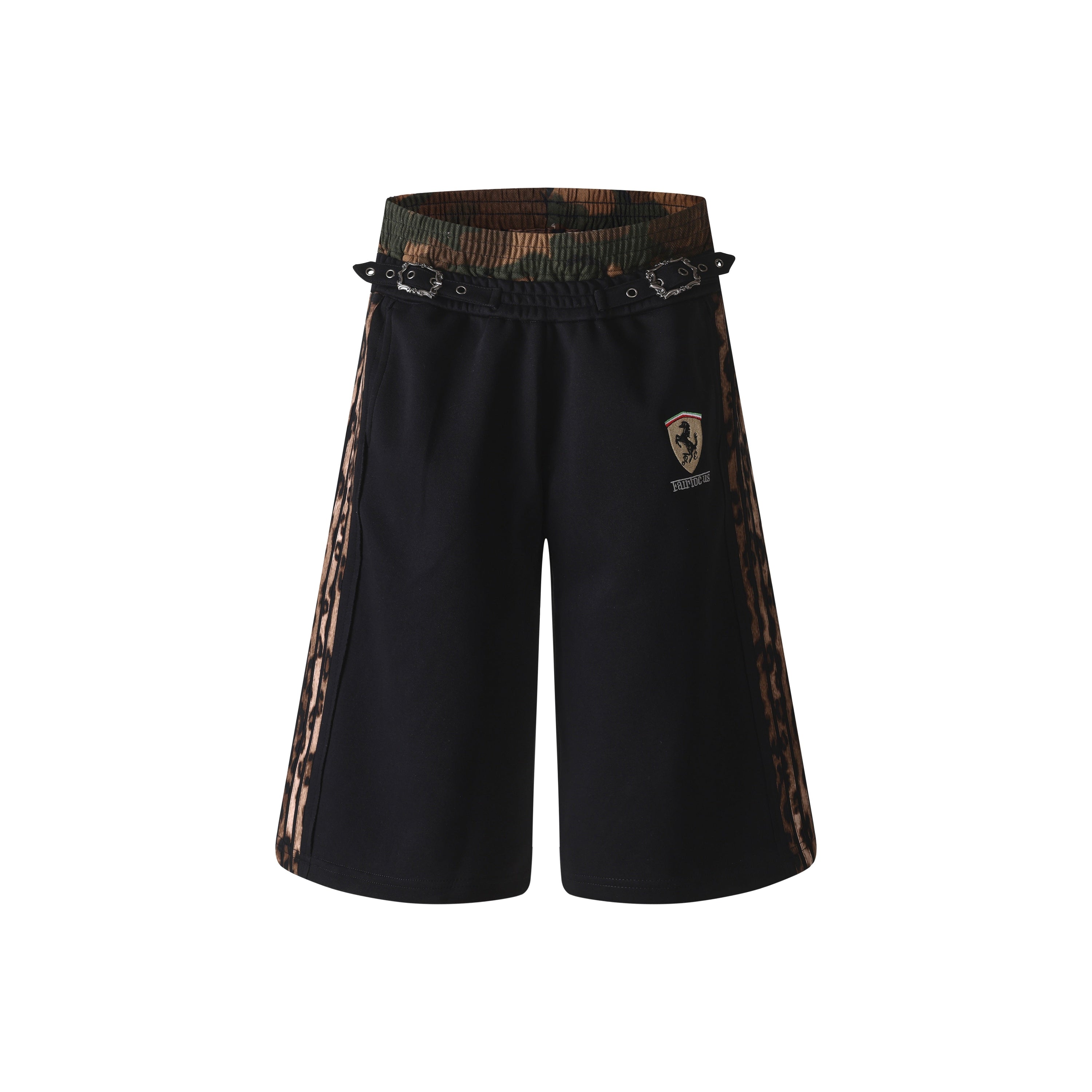 Omirad Leopard Trim Wide-Leg Shorts | Y2K Streetwear