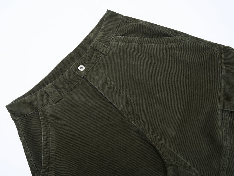 Corduroy Utility Wide-Leg Cargo Pants | SEAKOFF