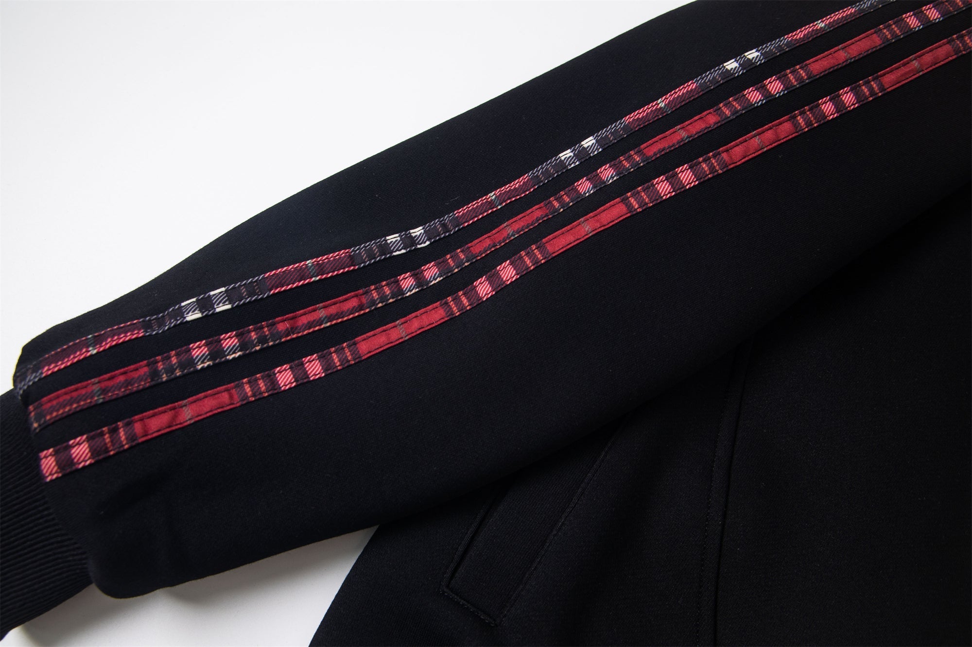 Omirad Plaid-Trim Track Jacket with Embroidered Logo & Pins