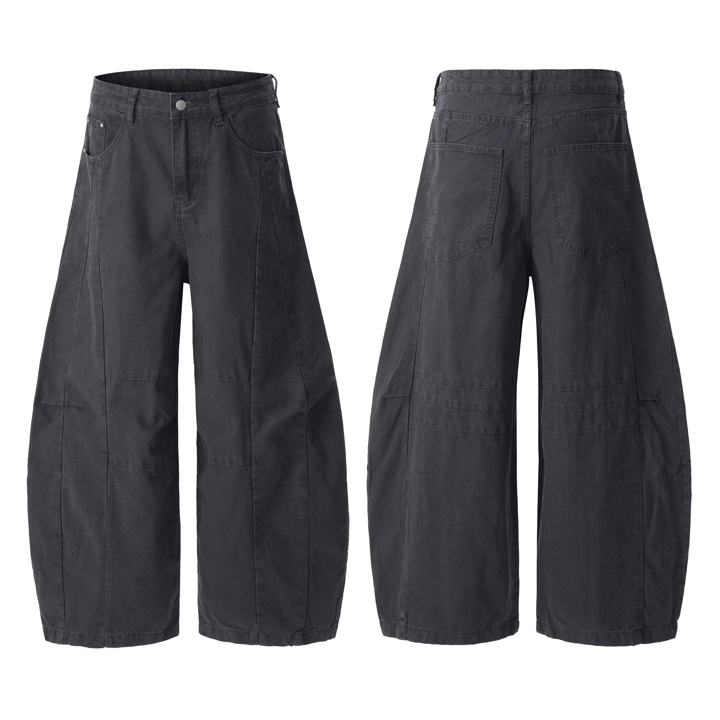Structured Panel Barrel Wide-Leg Jeans | 100% Cotton
