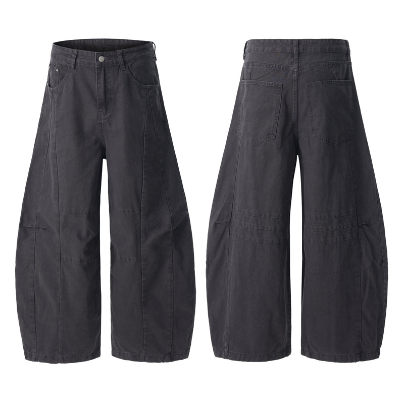Structured Panel Barrel Wide-Leg Jeans | 100% Cotton