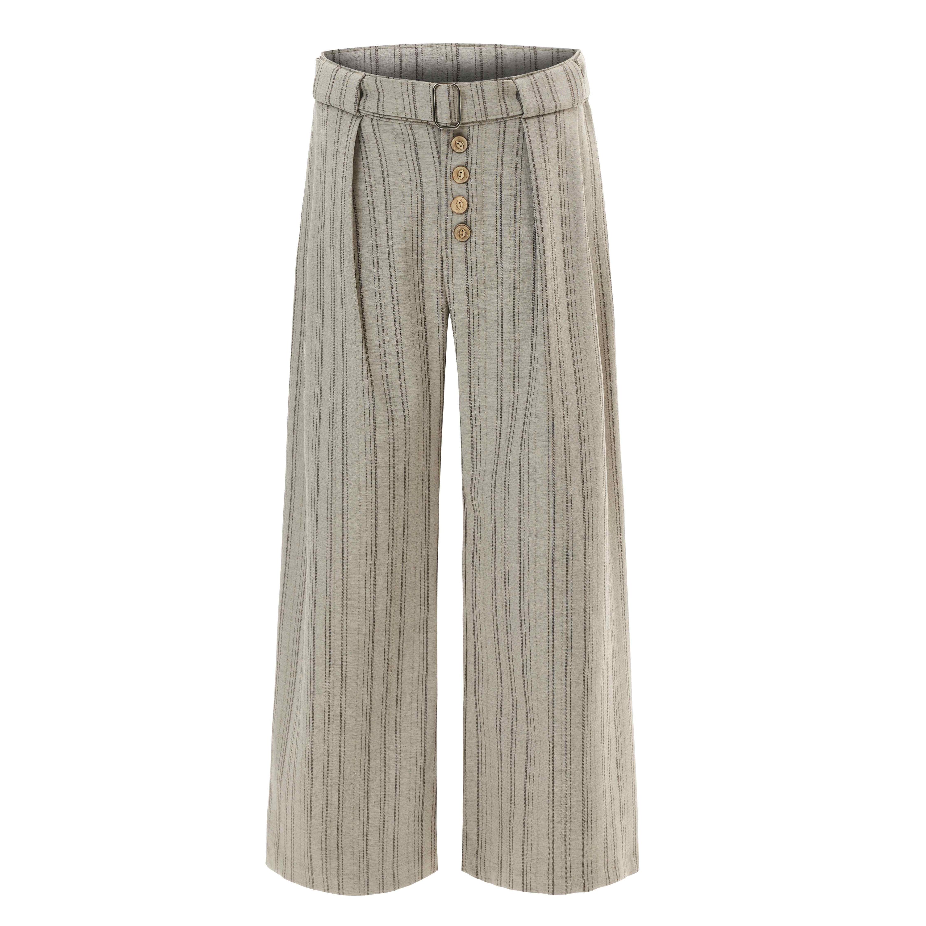 Deconstructed Pinstripe Wide-Leg Trousers | Vintage Tailored