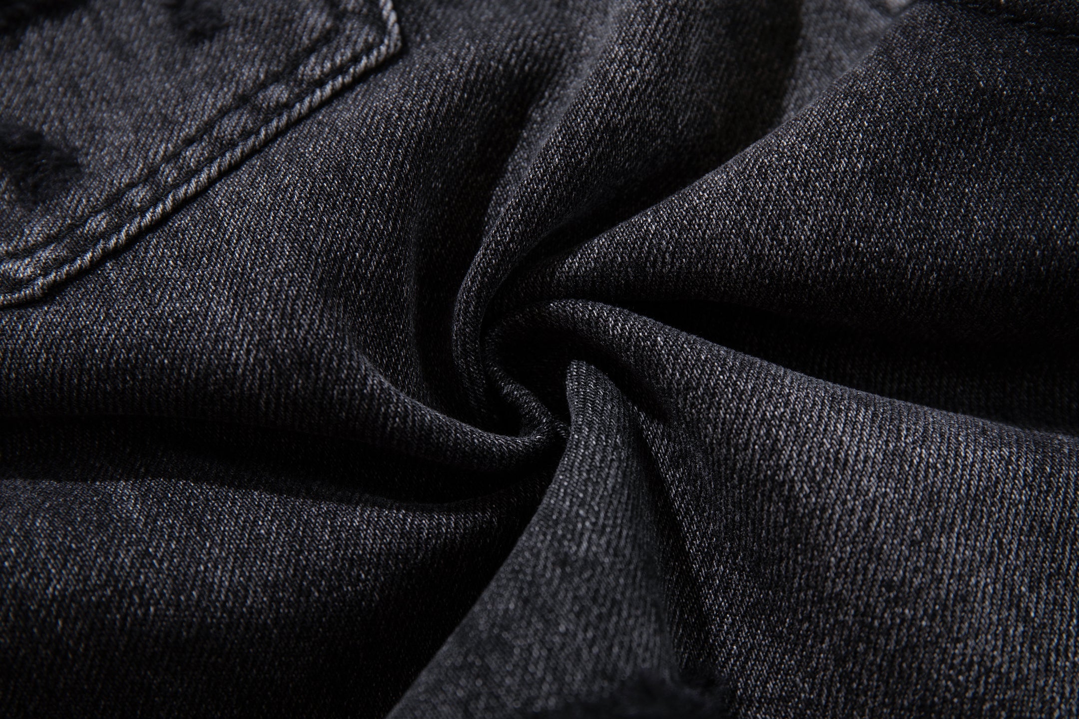 Omirad Coated-Distress Wide-Leg Jeans | Deep Charcoal Denim