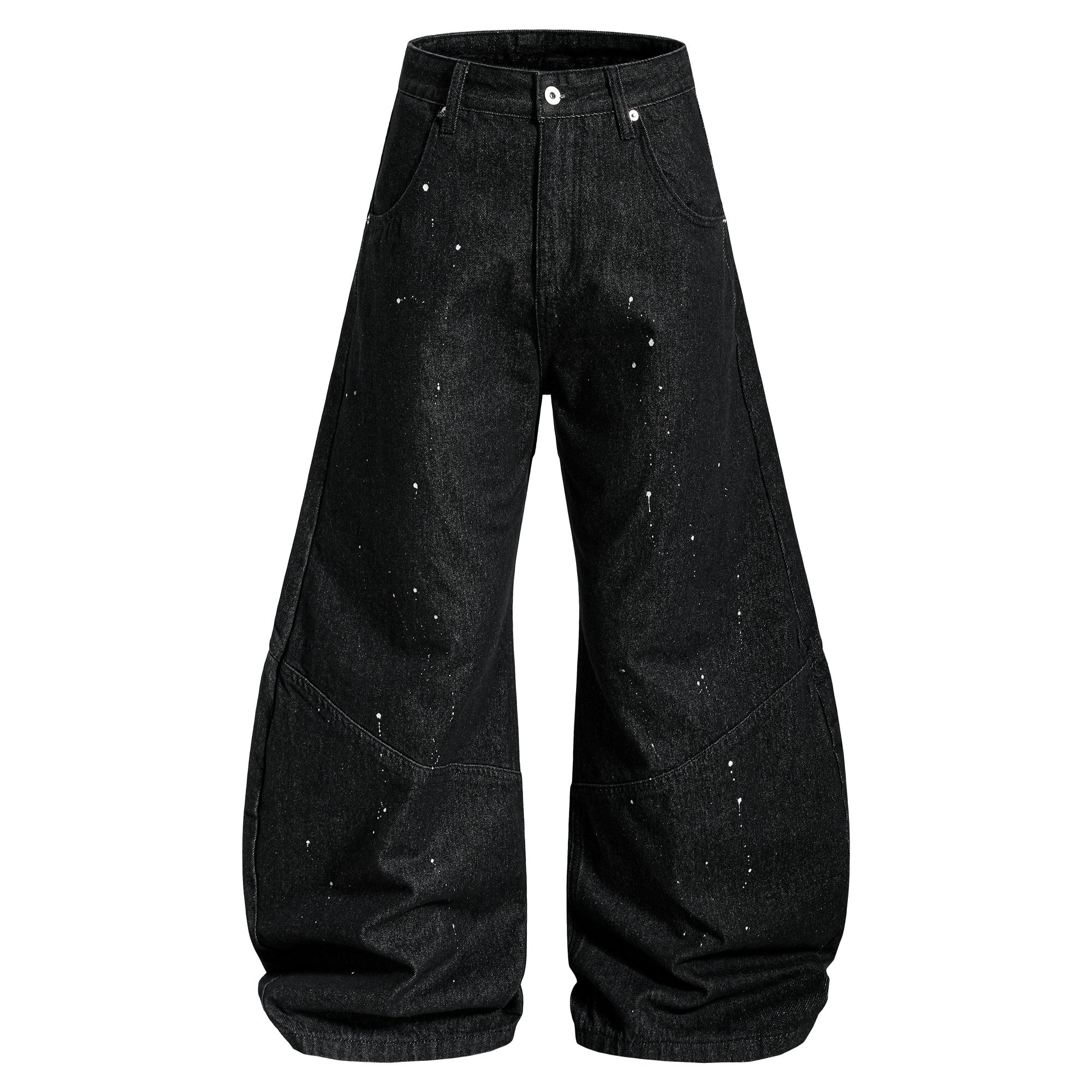Omirad Stripe Panel Paint-Splatter Wide-Leg Jeans