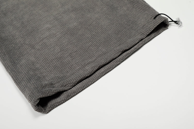 Corduroy Paw Embroidered Barrel-Leg Pants | Streetwear