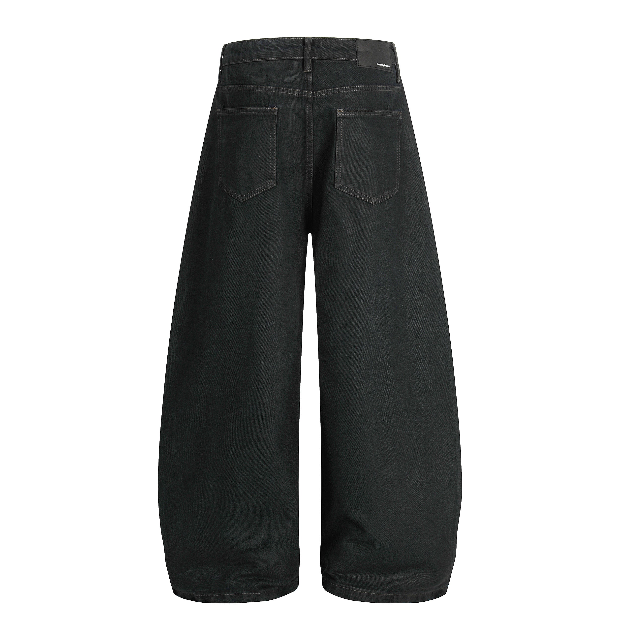 Omirad Minimal Curved Wide-Leg Denim Pants | Black