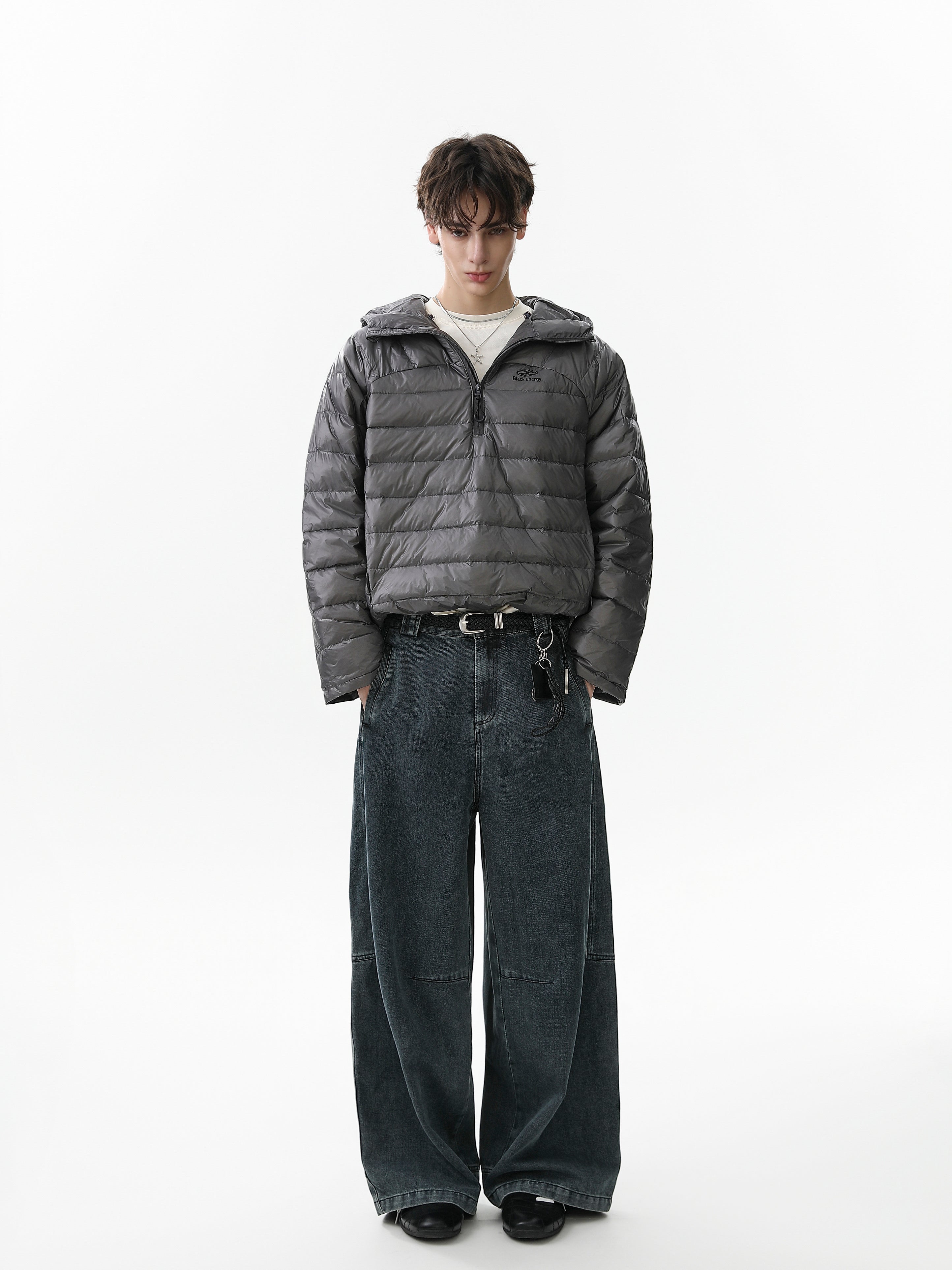 Omirad Lightweight Nylon Puffer Pullover Jacket with Hood