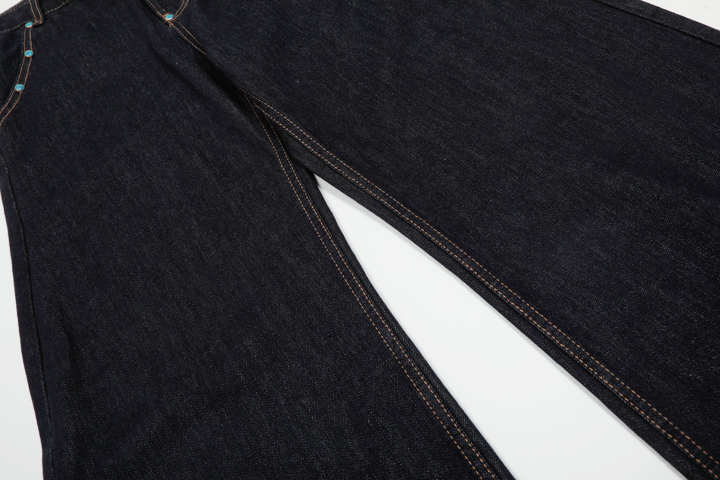 Omirad Studded Dark-Wash Wide-Leg Jeans | SEAKOFF