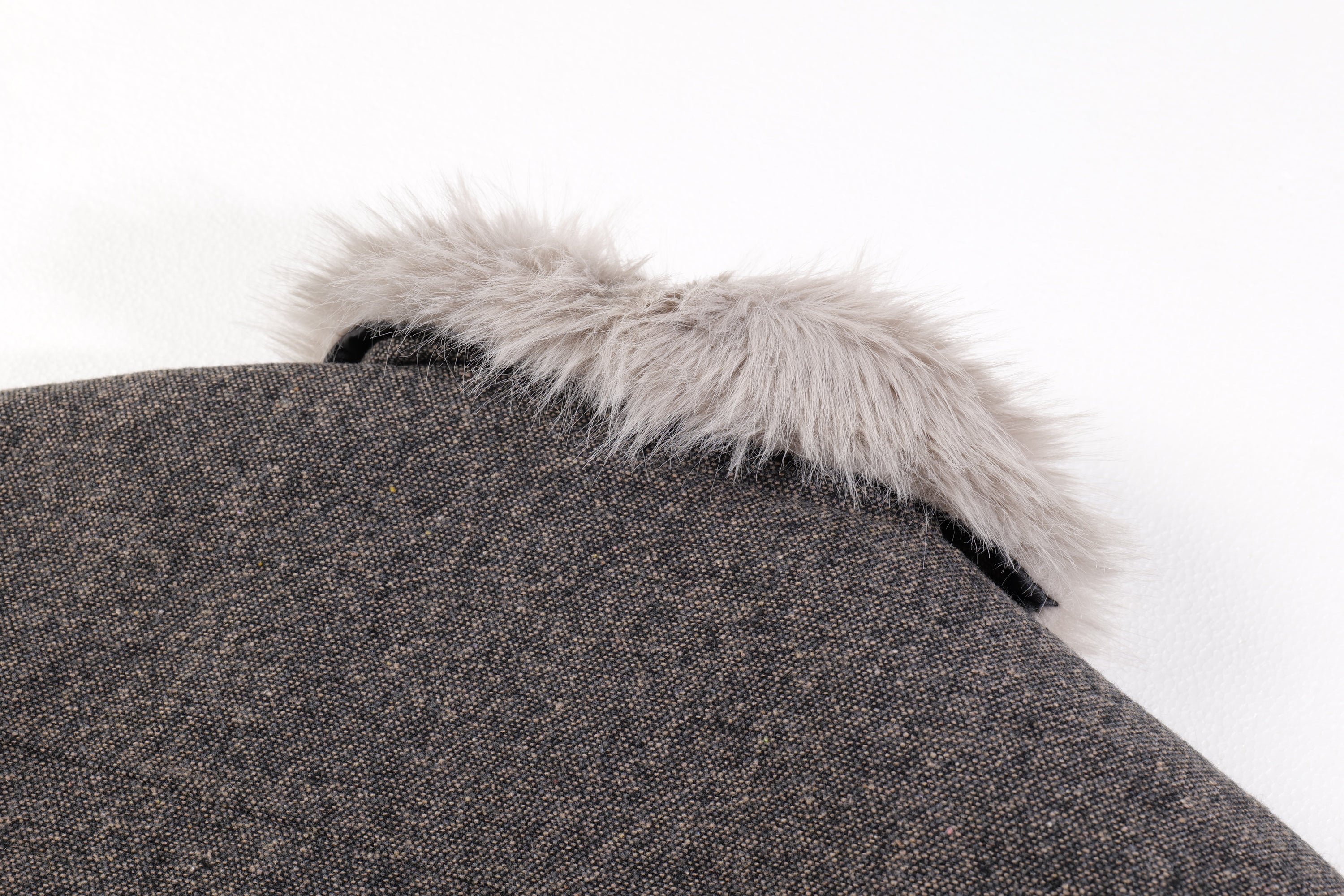 Faux-Fur Collar Wool-Texture Bomber Jacket | Omirad