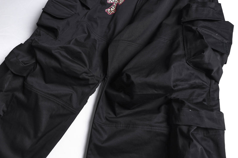 Gothic Cross Cargo Pants | Wide-Leg Streetwear Trousers