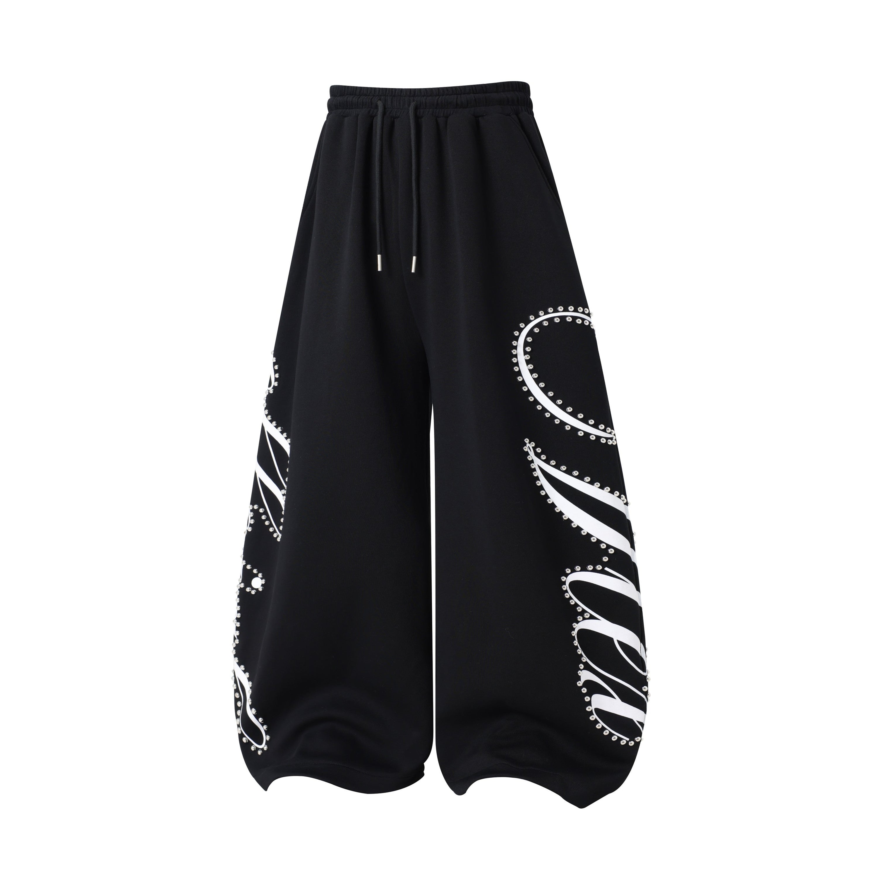 Omirad Studded Script Sweatpants | Wide-Leg Streetwear