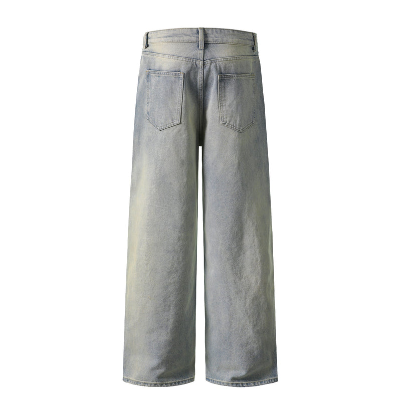 Omirad Light Fade Whisker Wide-Leg Denim Pants