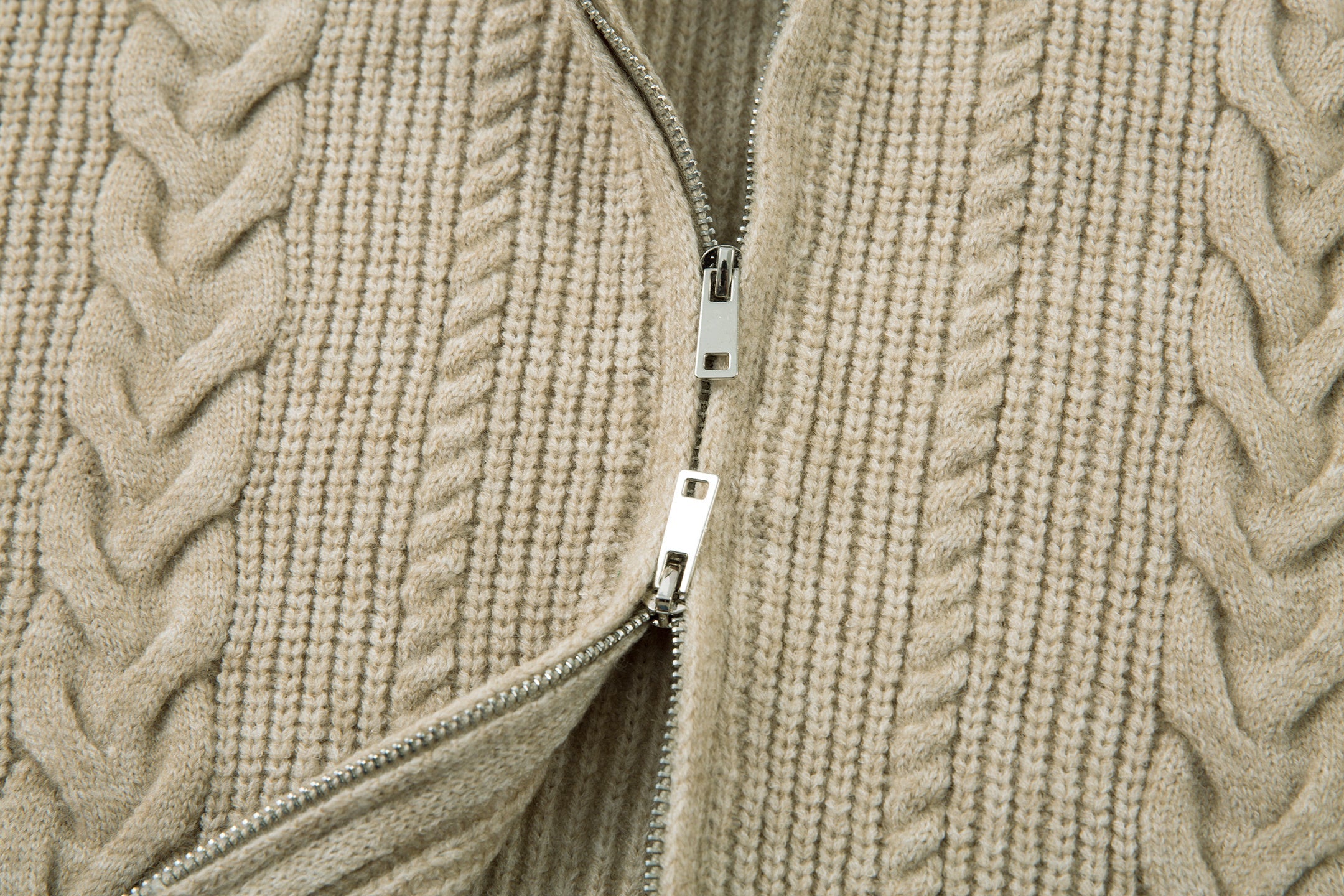 Cable Knit Zip-Up Sweater Jacket | Structured Knit Cardigan