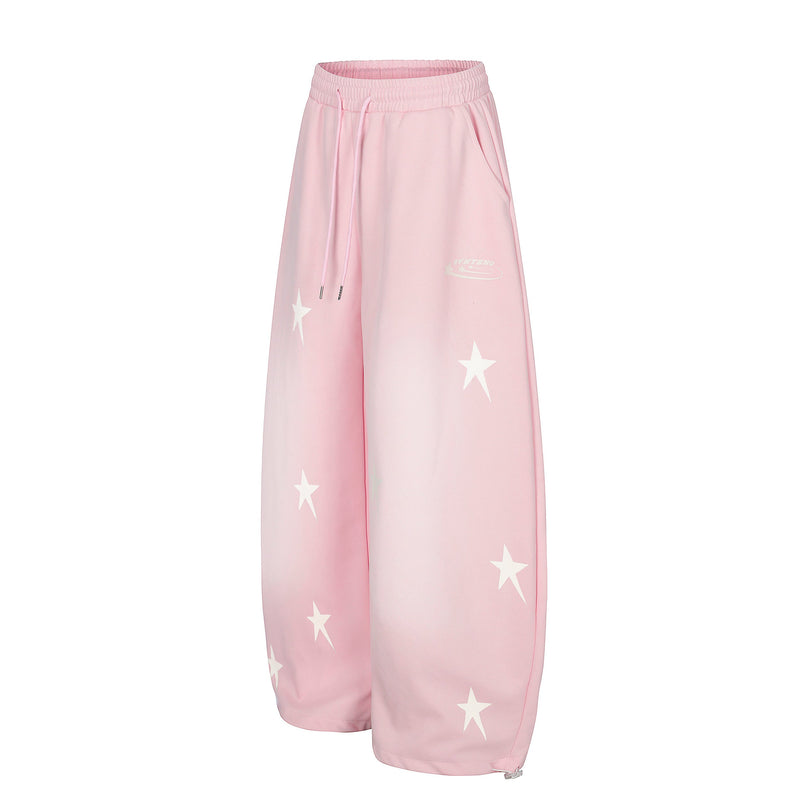 Star Print Gradient Wide-Leg Sweatpants | Streetwear Joggers