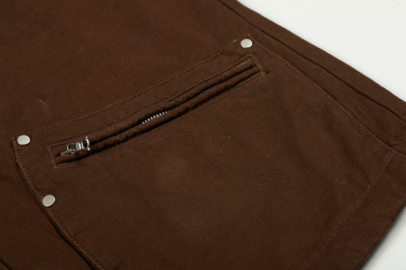 Metal Toggle Cotton Work Jacket | Utility Streetwear