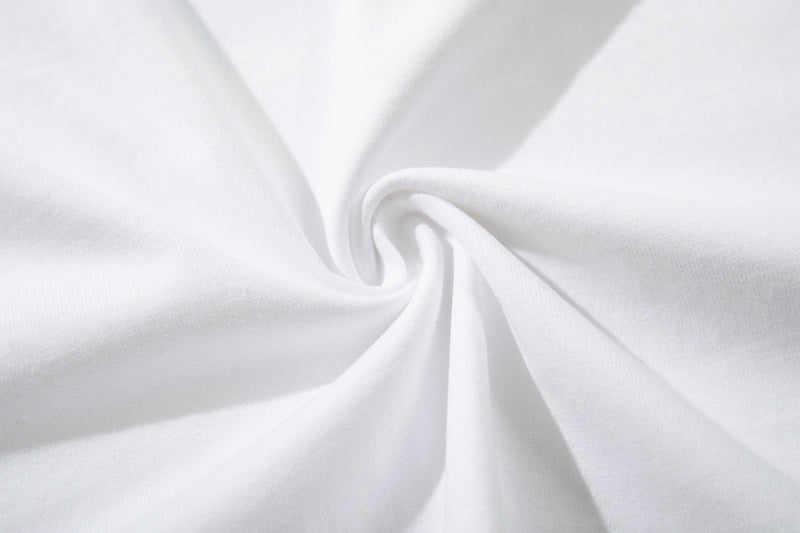 White ringer T-shirt fabric texture with soft folds and a clean vintage band tee look