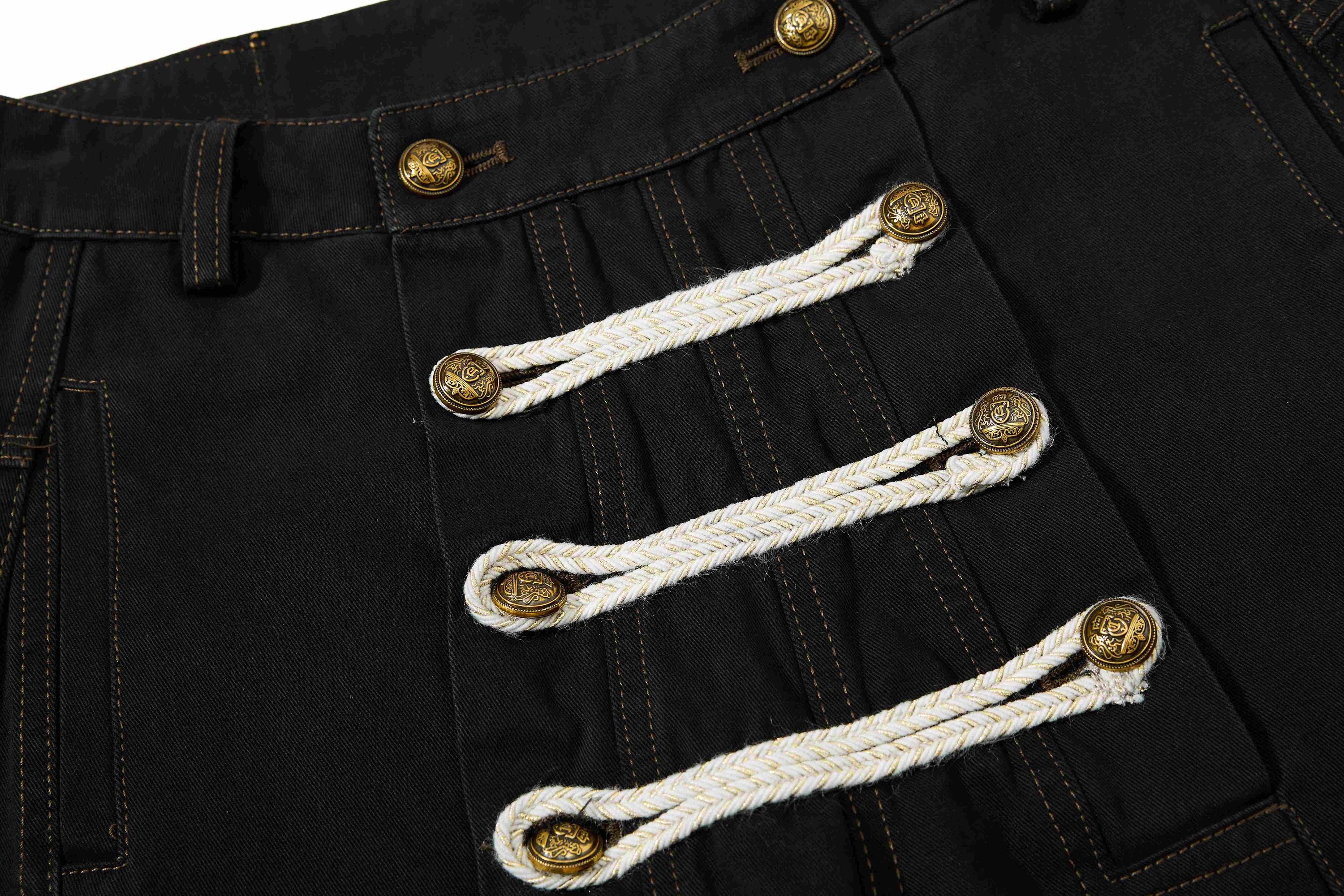Military Rope Wide-Leg Pants | 100% Cotton Streetwear