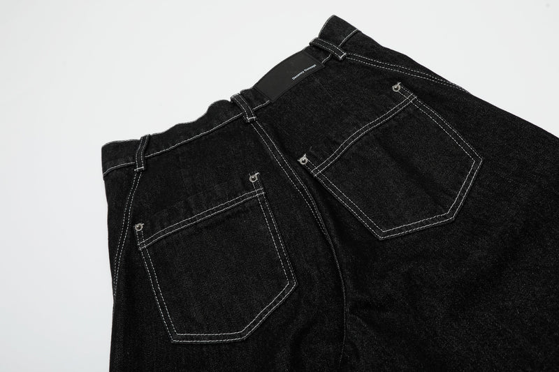 Omirad Contrast-Stitch Wide-Leg Jeans | Bold Denim Silhouette