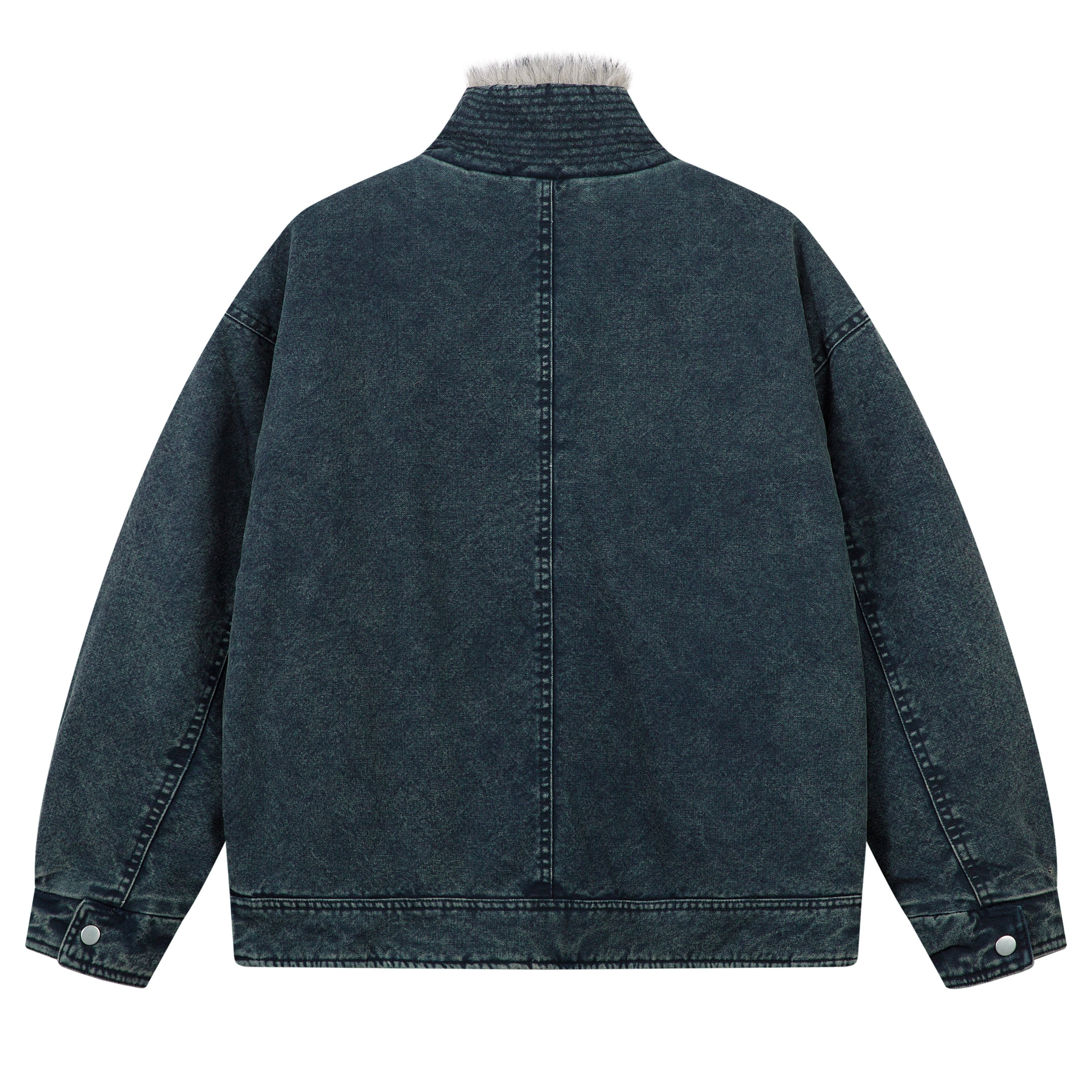 Fur-Lined Toggle Jacket | Vintage Washed Streetwear Coat