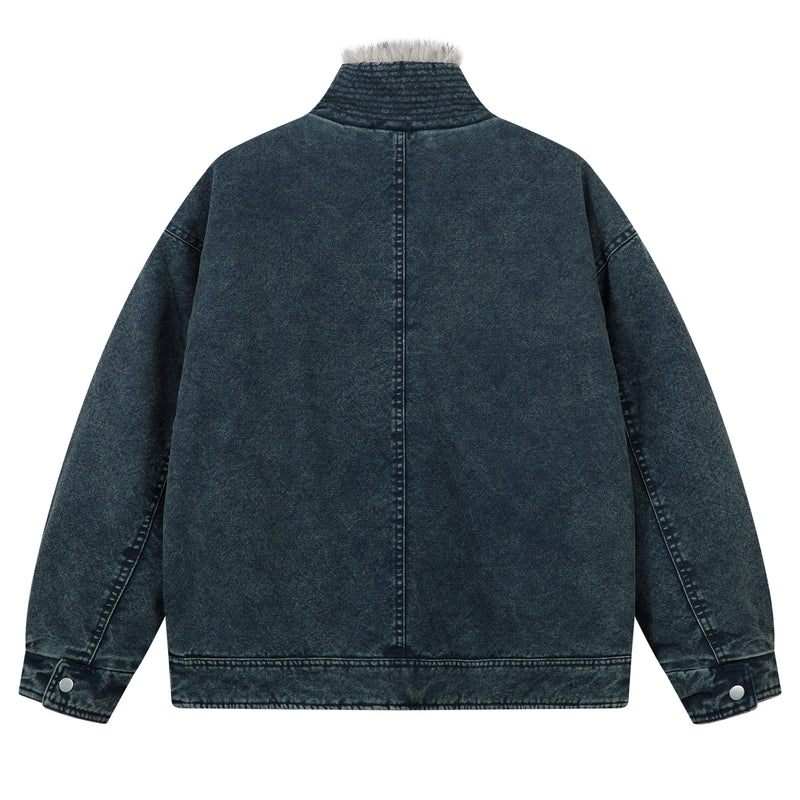 Fur-Lined Toggle Jacket | Vintage Washed Streetwear Coat