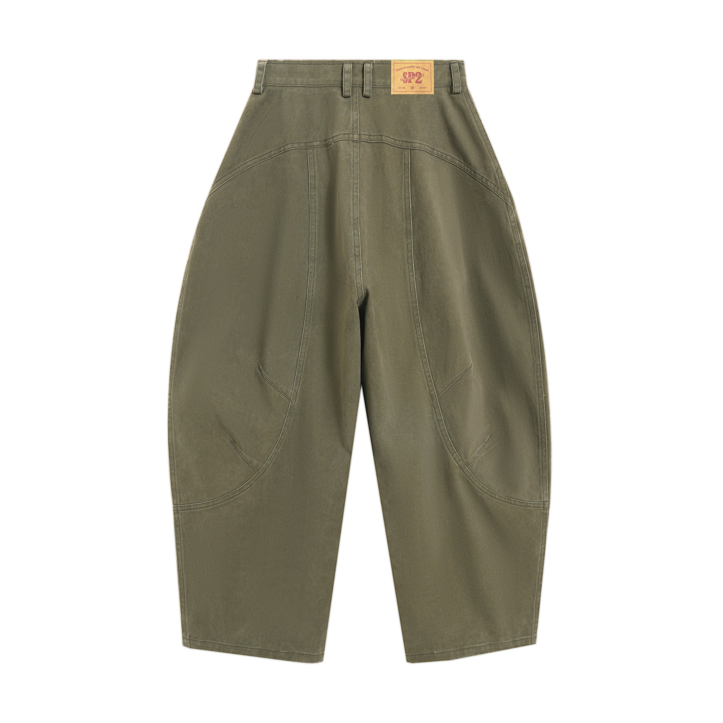 Curved-Cut Barrel Leg Pants | Heavyweight Cotton Trousers