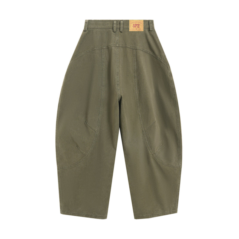 Curved-Cut Barrel Leg Pants | Heavyweight Cotton Trousers