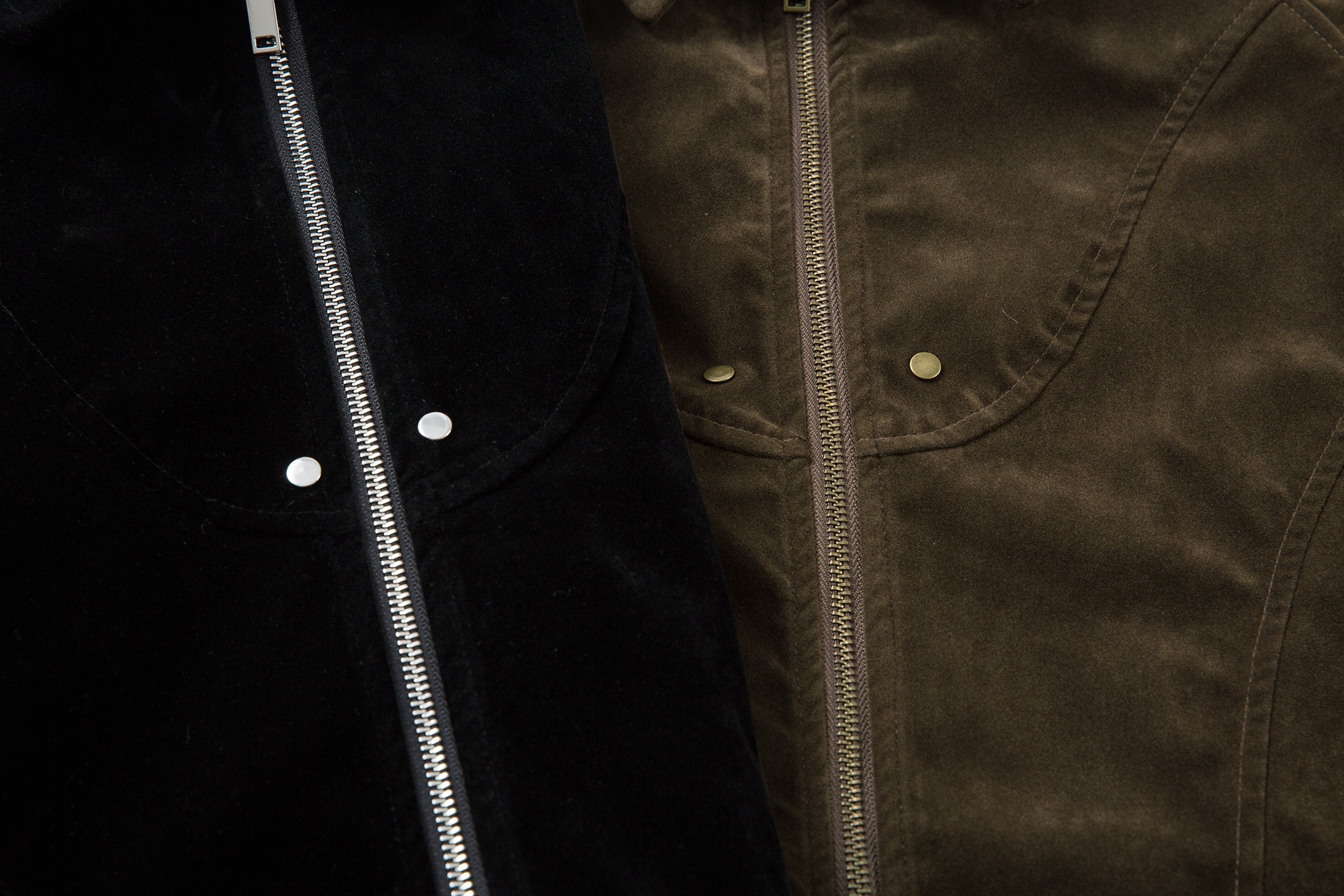 Suede-Texture Arc Panel Zip Jacket | Streetwear Outerwear