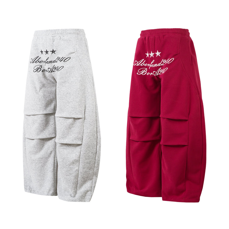 Omirad Embroidered Multi-Pocket Wide-Leg Cargo Sweatpants