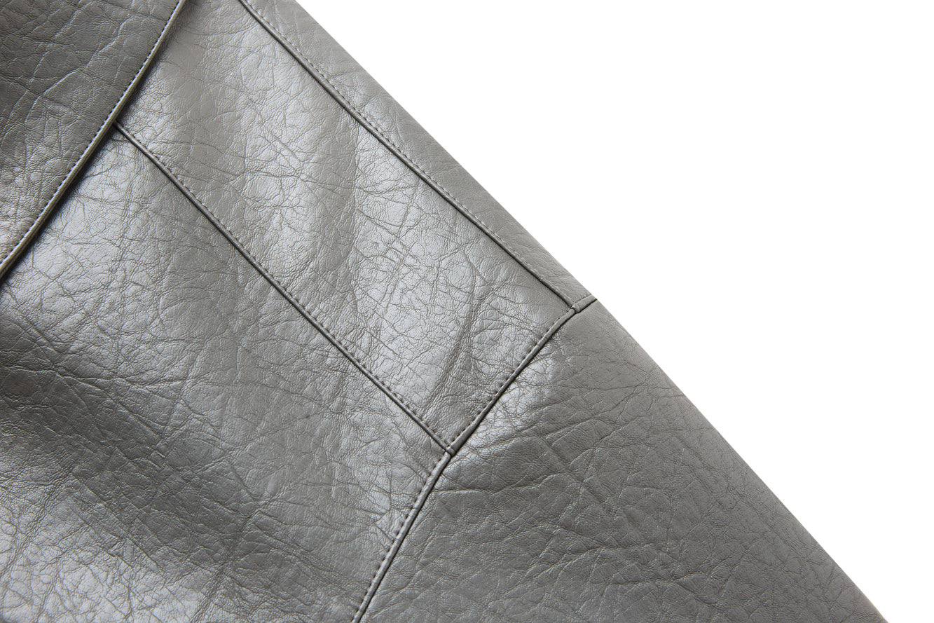 Men's Utility PU Leather Bomber Jacket | Oversized Fit