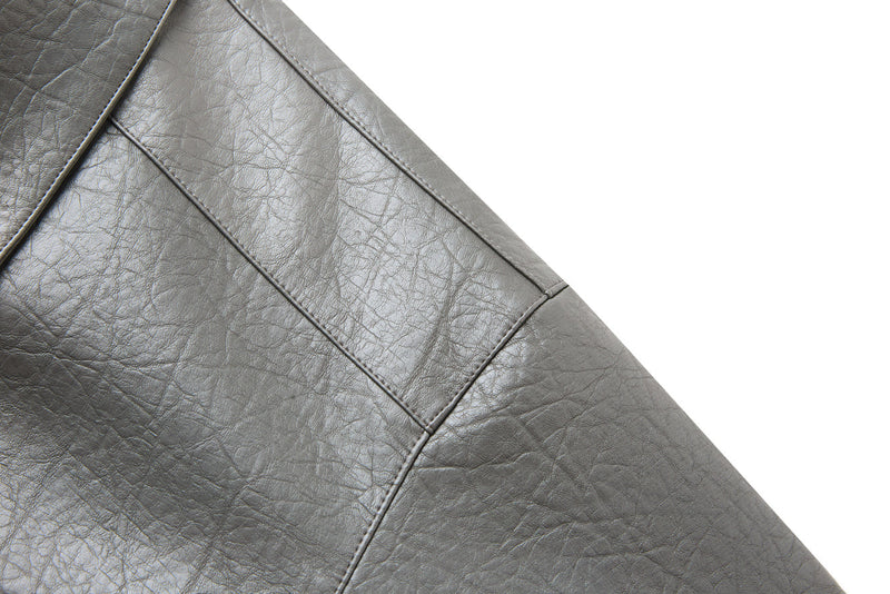 Men's Utility PU Leather Bomber Jacket | Oversized Fit