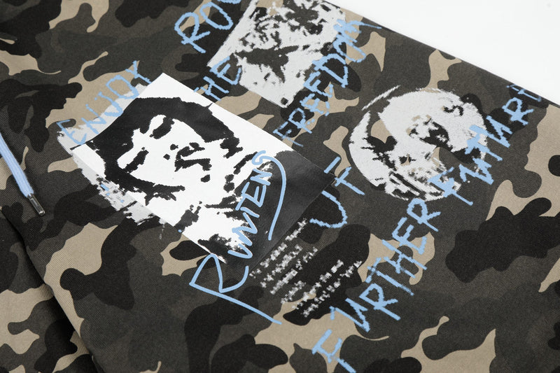 Omirad Graphic Camo Wide-Leg Sweatpants | Street Style