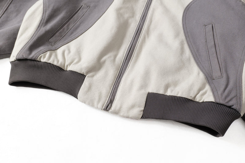 Two-Tone Curved Panel Bomber Jacket | Relaxed Street Fit