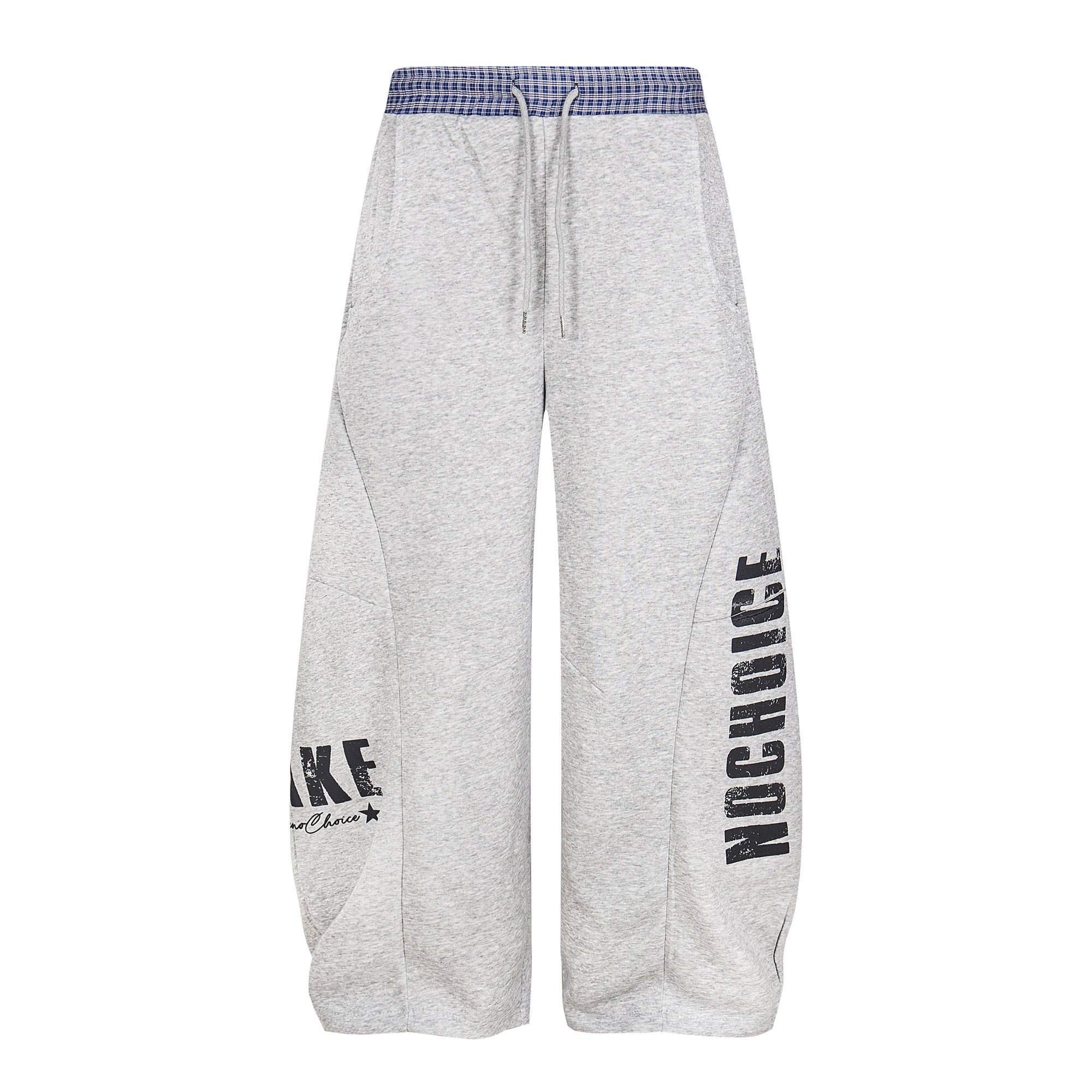 Double-Waist Checkered Print Wide-Leg Track Pants | Y2K Streetwear